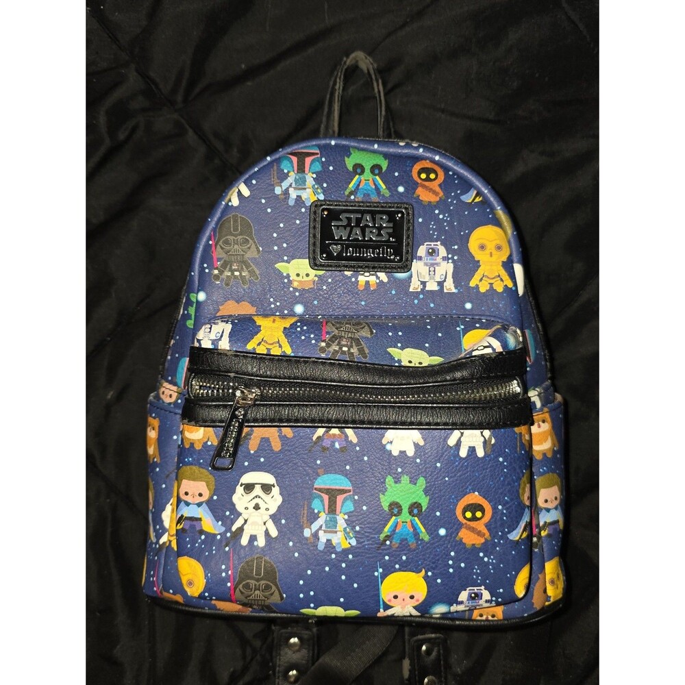 Loungefly Disney star wars chibi character print mini backpack purse bag tote!